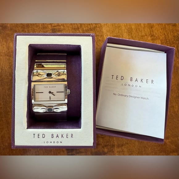 Ted Baker silver tone watch adjustable bracelet band with black bows - Picture 1 of 7